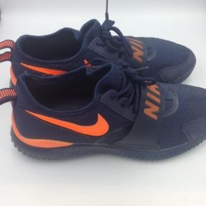 orange and navy blue nike shoes